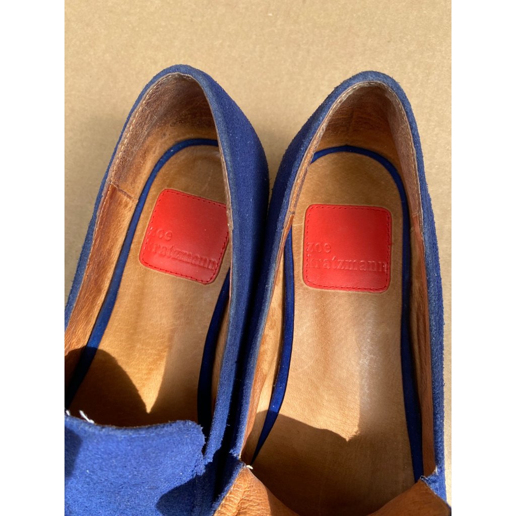 Zoe Kratzmann Womens Blue Suede Loafers Size 38 Slip On Us 7.5 Artsy Elegant — image 4 of 8
